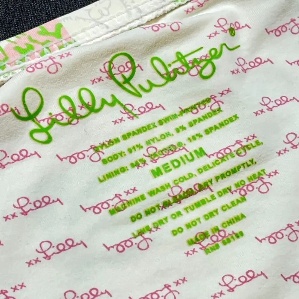 ~ RARE Lilly Pulitzer Med Bikini Swim Bottom Lioness Patch Pattern, Lined